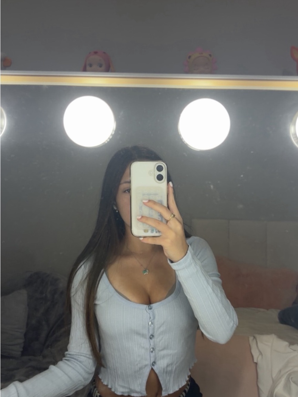 Aeropostale Light Blue Ribbed Button Front Long Sleeve Top – Size XS
